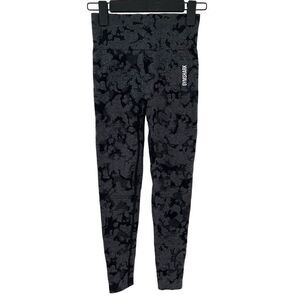 Gymshark Adapt‎ Camo Jacquard Seamless Leggings High Rise Black Grey Women Small
